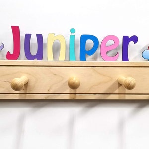 Colorful Kids Coat Rack With Personalized Name Fast Delivery - Etsy
