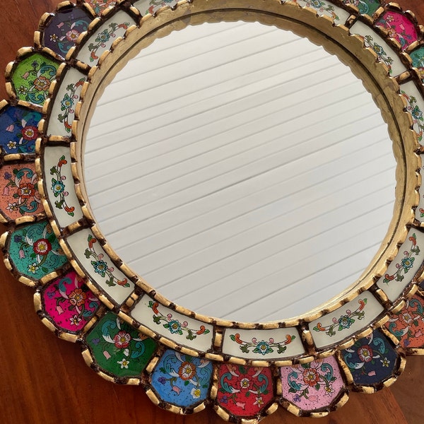 Peruvian Multicolor Cuscaja Mirror 50 Cm Handmade Wall Decor – Carved ...