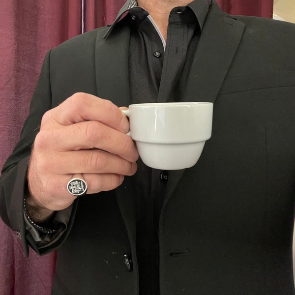 Custom Sterling Silver Family Crest Ring: Personalized Icon Jewelry - Etsy