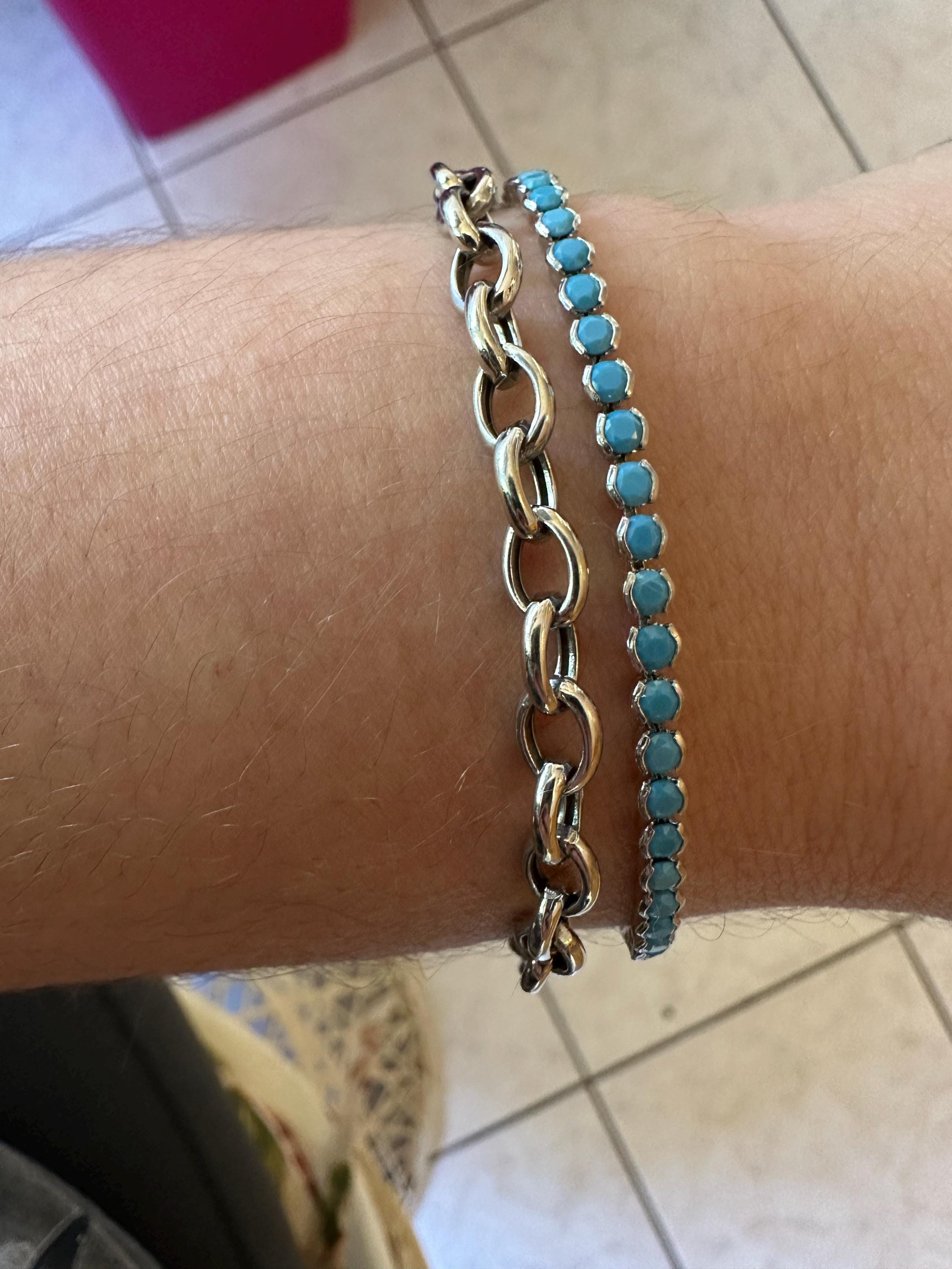 Turquoise Bracelet, Turquoise Tennis Bracelet, Dainty Bracelet, Turquoise Jewelry, Gift for Her, Minimalist Bracelet, Gold Tennis Bracelet