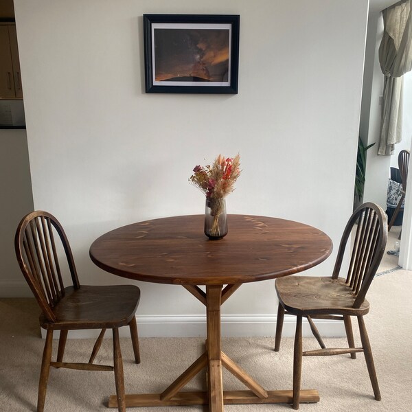Handmade Folding Fold Down Dining Table. Half Moon Drop Leaf Kitchen Table. Oval, Circular, Semi ...