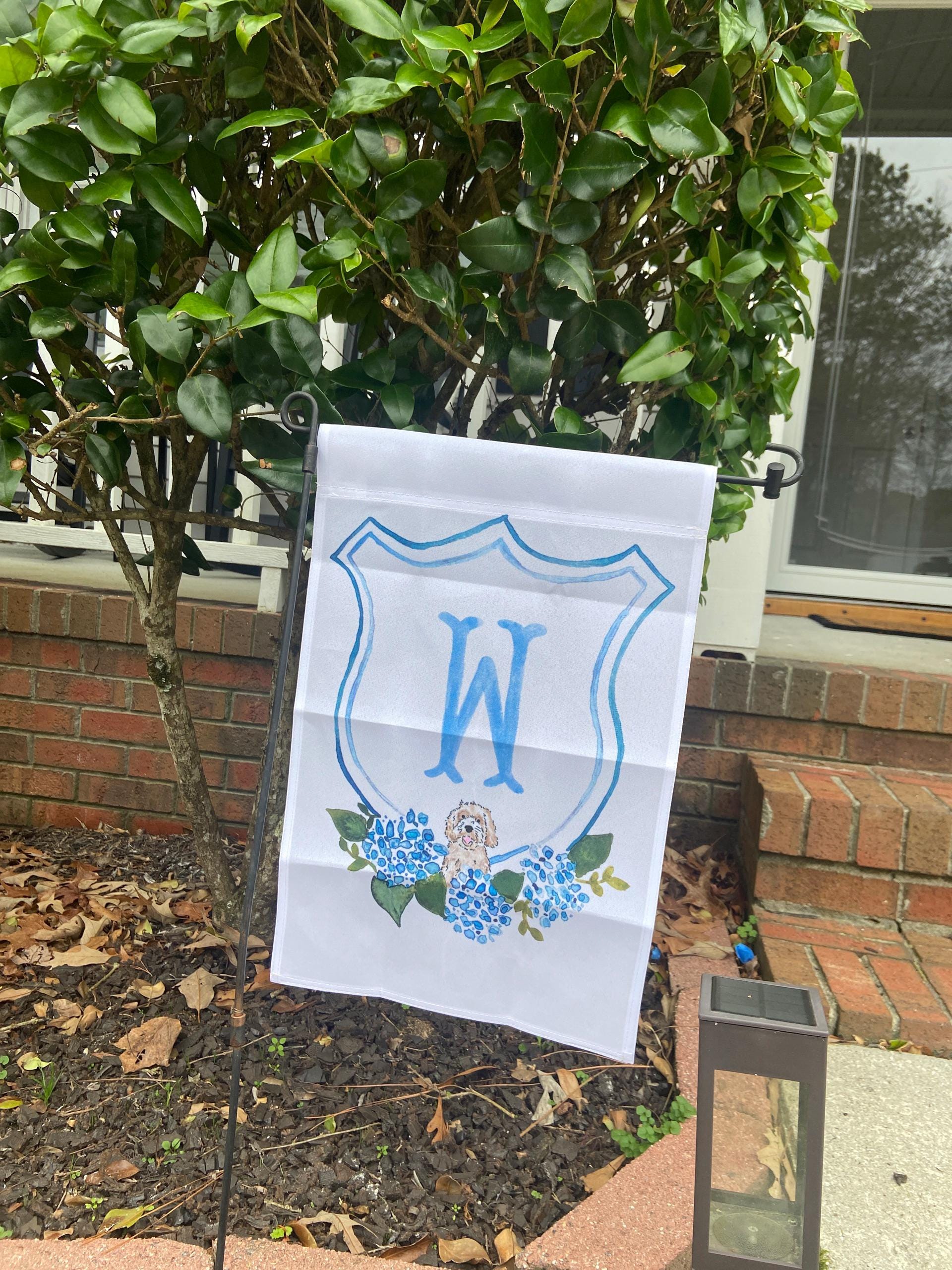The Katherine Crest Mix and Match Pet Garden Flag | Personalized Pet Yard Flag, Goldendoodle, Golden Retriever, Lab, GSP, Spaniel, Cat