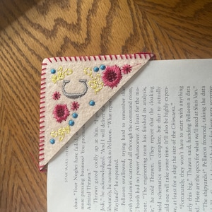 Personalized Hand Embroidered Corner Bookmark, Felt Triangle Page ...