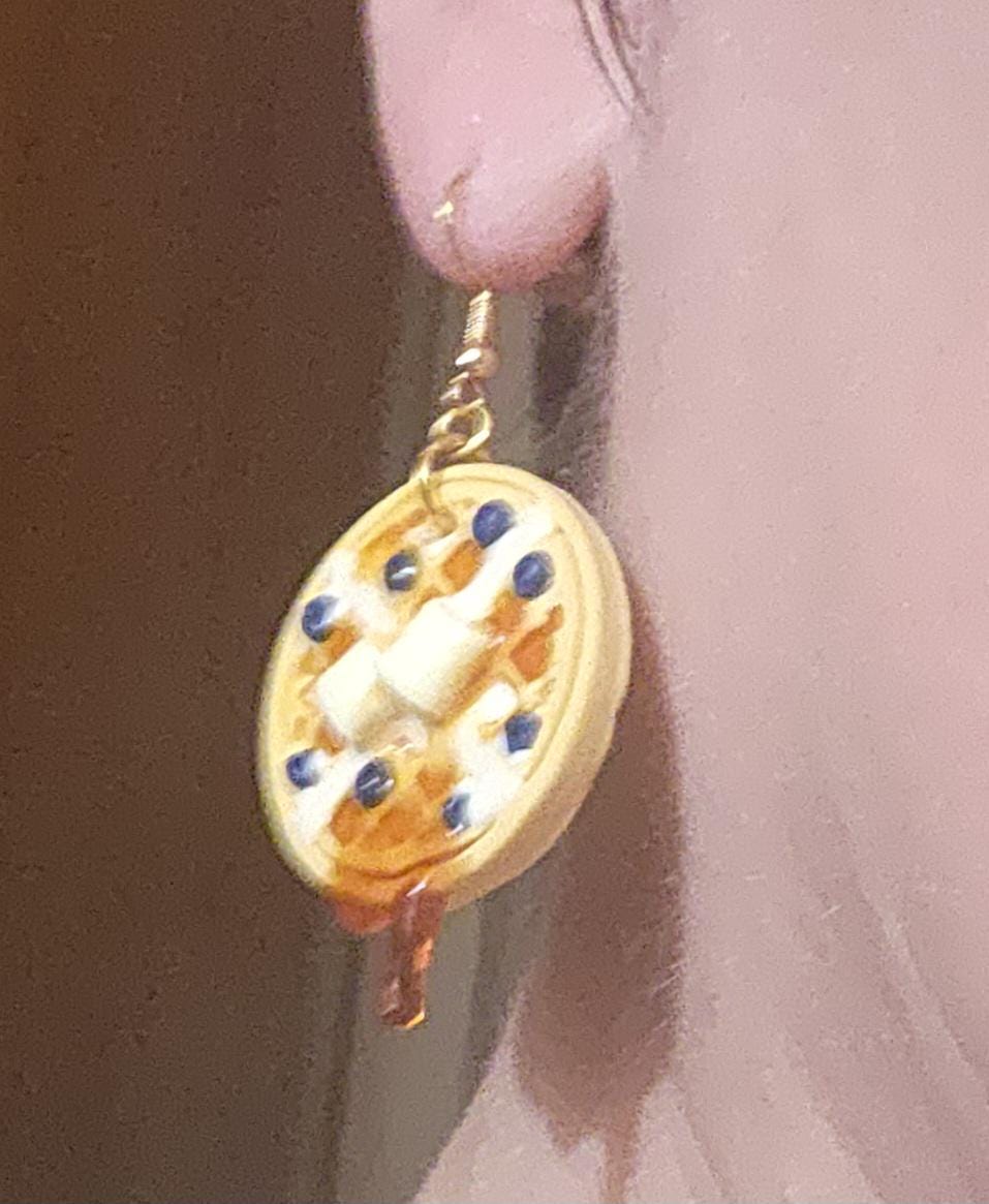Waffle earrings,  Blueberry waffle earrings, butter waffle earrings