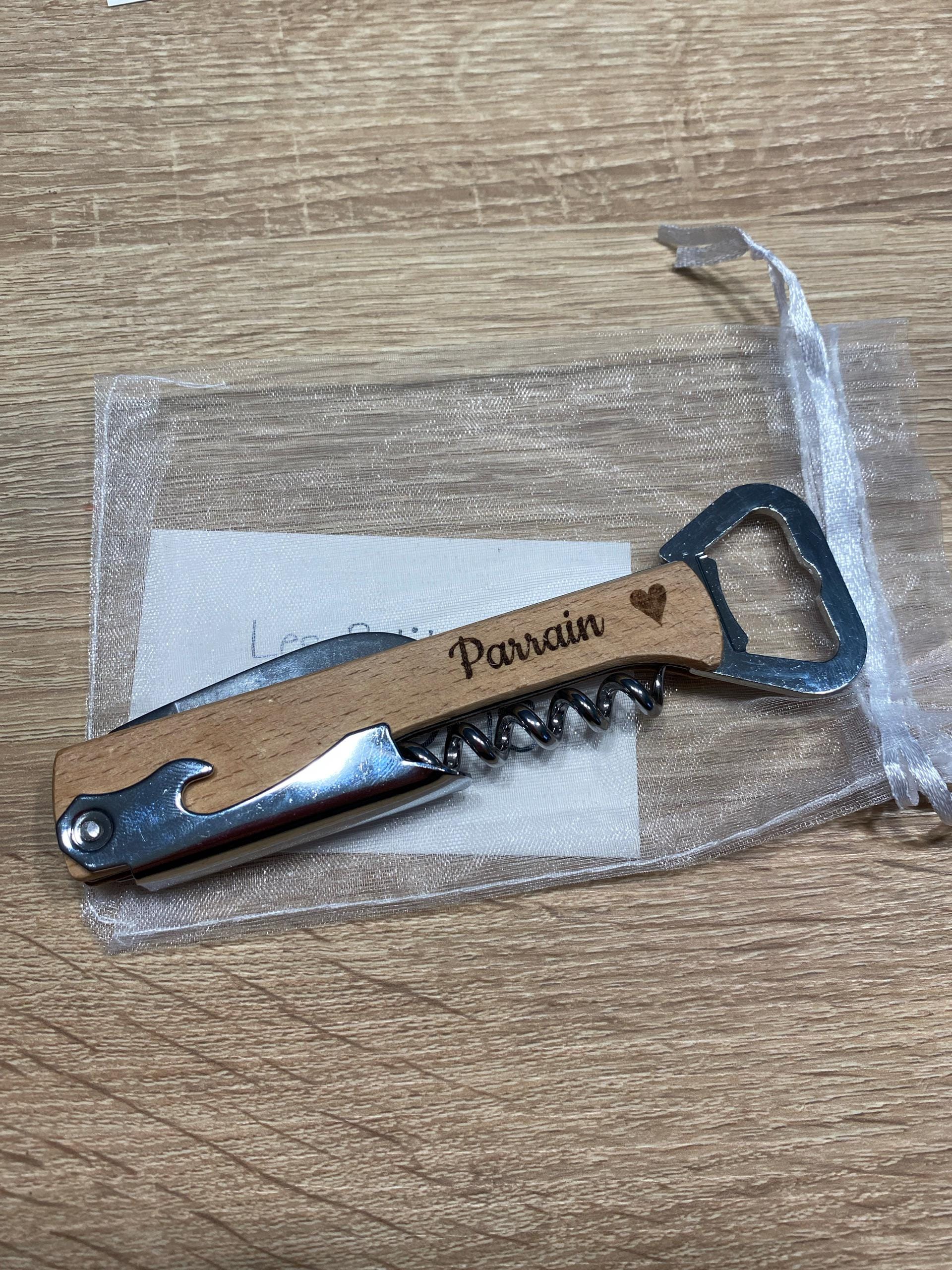Personalized lemonade maker / Bottle opener knife Corkscrew / Father&#39;s Day gift godfather godmother / Witnesses Birthday Christmas Wedding