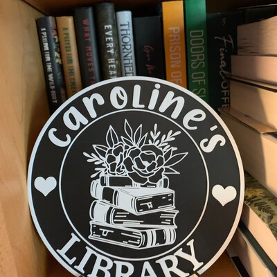 Personalized Library Sign Custom Book Decor Color 3D Printed Bookish ...