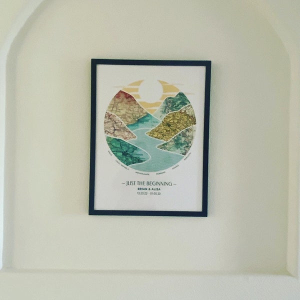 Personalized Journey Map™ Print: 2-8 Locations Mountain Wall Art ...