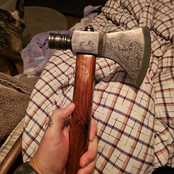 Premium Handmade Damascus Steel Tomahawk with Rosewood Handle main image 0