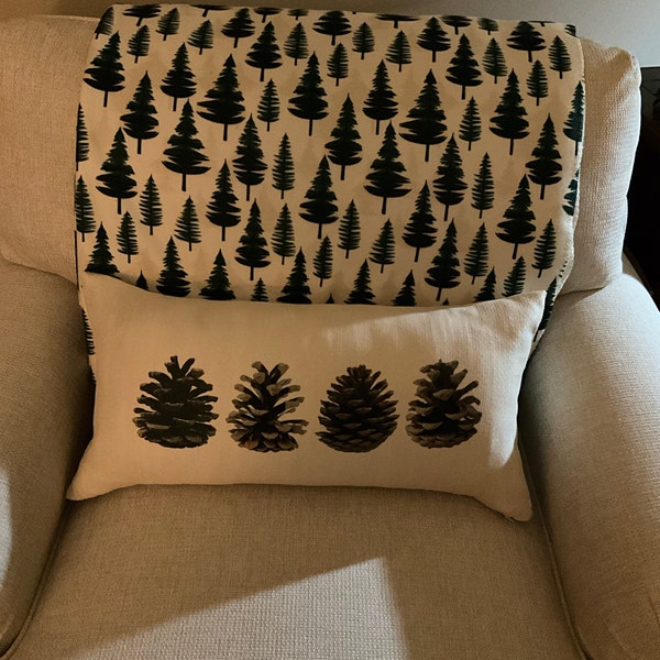 Original Artwork Pine Tree Decorative Accent Pillows, Four Styles, High ...