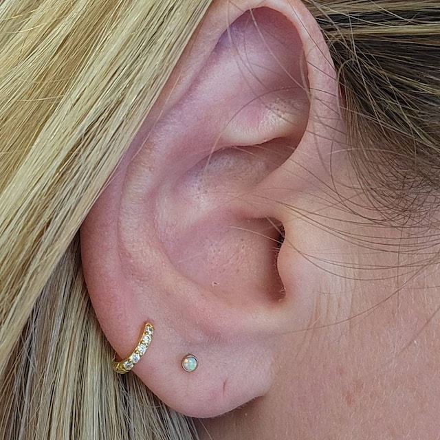 LOYALLOOK 20Pairs Screw Back Earrings Stud for Girls Women Surgical Steel Hypoallergenic Cartilage Stud Earrings Tiny Opal CZ Screwback Flat Back