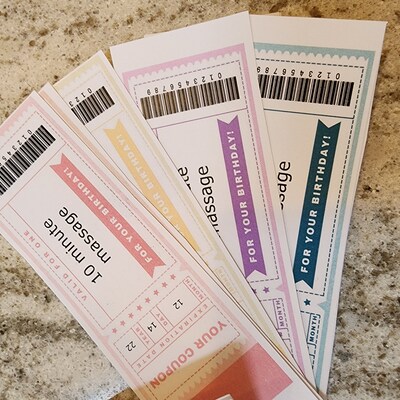 Birthday Ticket Coupon Book Editable / Customizable Printable Template
