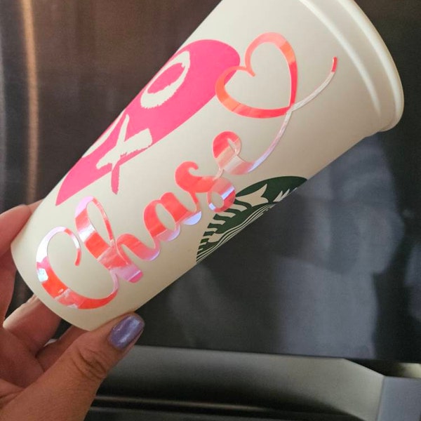 Chrome Custom Name Decal | Holographic Sticker | Personalized Heart ...