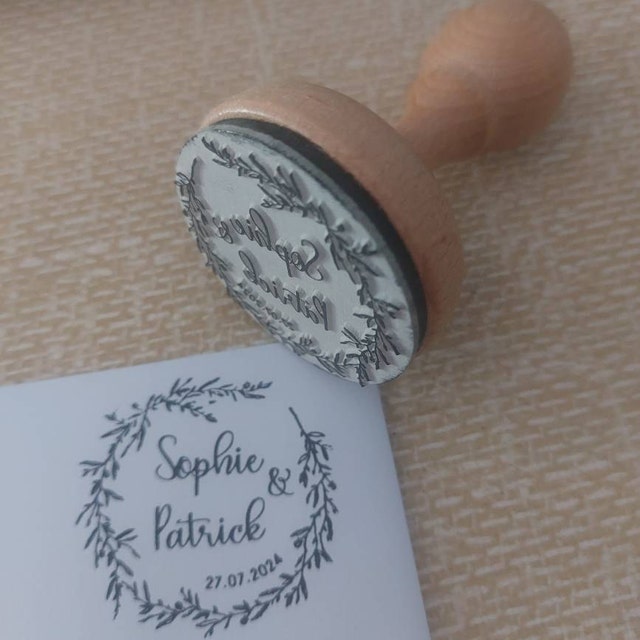 Custom Wedding Stamp, DIY Wedding Favor Stamp M+J – Stamp Out