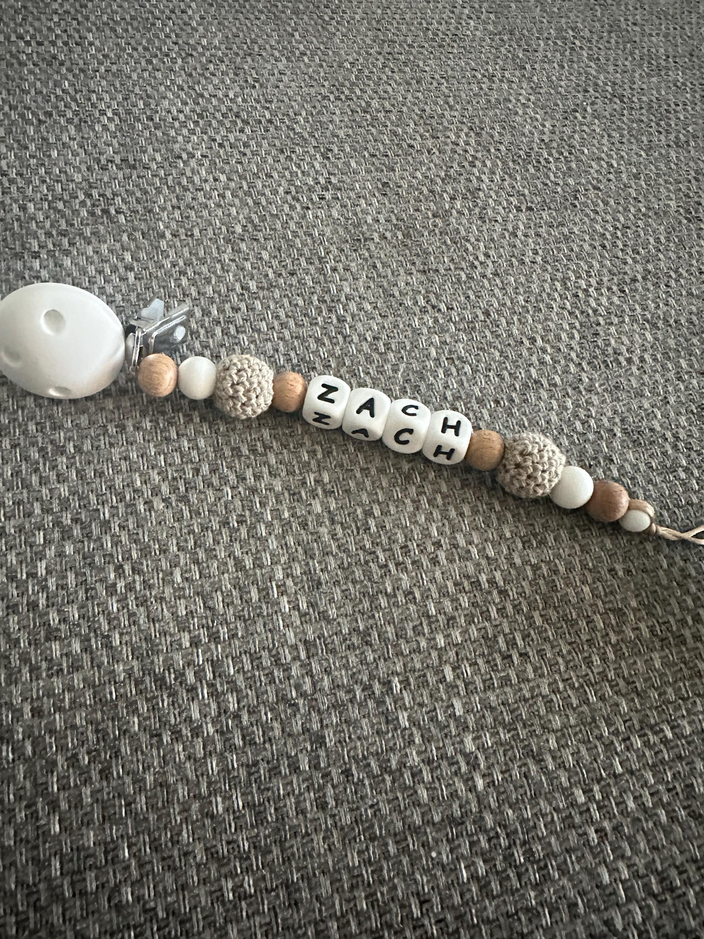 Personalised dummy clip, Silicone dummy clip, Dummy clip, Baby pacifier clip, Pacifier holder, Baby shower gift, White