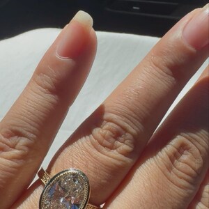 Oval Lab Diamond Ring, 18K Yellow Gold Engraved Floral Band, IGI