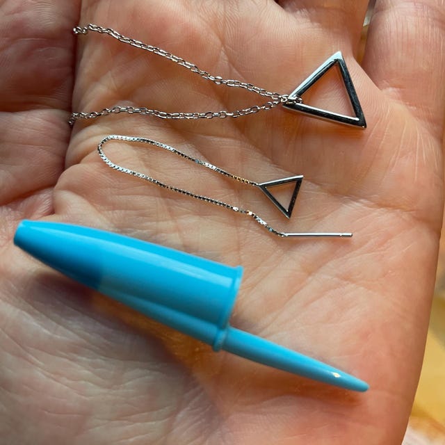 Ring Adjuster Minimalist Gold Triangle Necklace, Geometric Jewelry