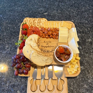 Personalized Charcuterie Board With Utensils Premium Cheese - Etsy
