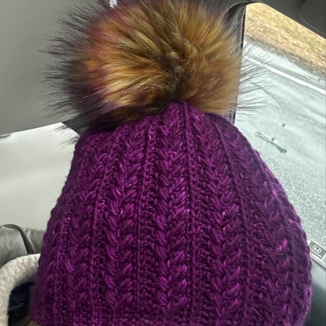 A customer's finished Snowy Wheat Stitch Puff Crochet Beanie Pattern