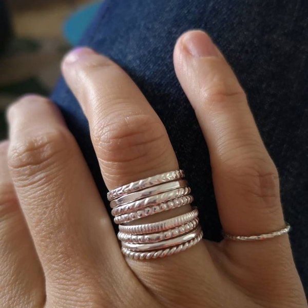 Stacking Rings, Stackable Rings, Stack Rings, Set of 8 Ring, Sterling ...