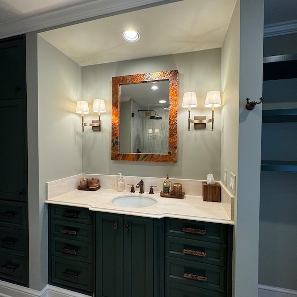 Large Copper Mirror, Bathroom Wall Decor, Vanity Mirror, Decorative ...