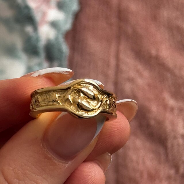 10k Gold Japanese Koi Fish Band Ring, Japan Ornament Carp