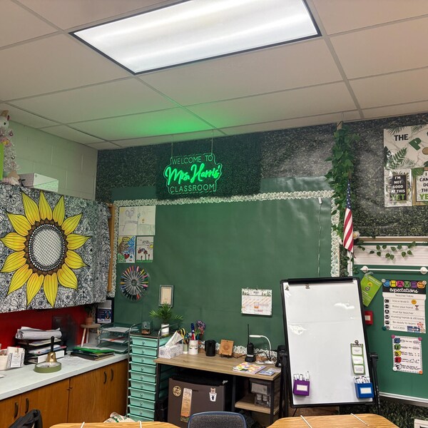 Teacher Name Neon Sign: Classroom Decor, LED Door Hanger - Etsy