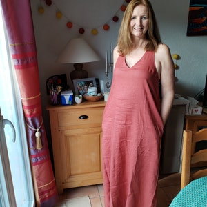 Mustard Linen Dress with Pockets, Linen Maxi Dress, Summer Maxi Dress for Women, Sleeveless Linen Dress, Linen Summer Dress, Summer Dress