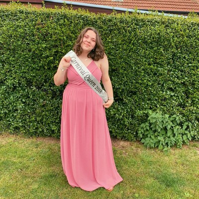 Prom Queen W/Crown White Glitter Sash | Prom Night Sash