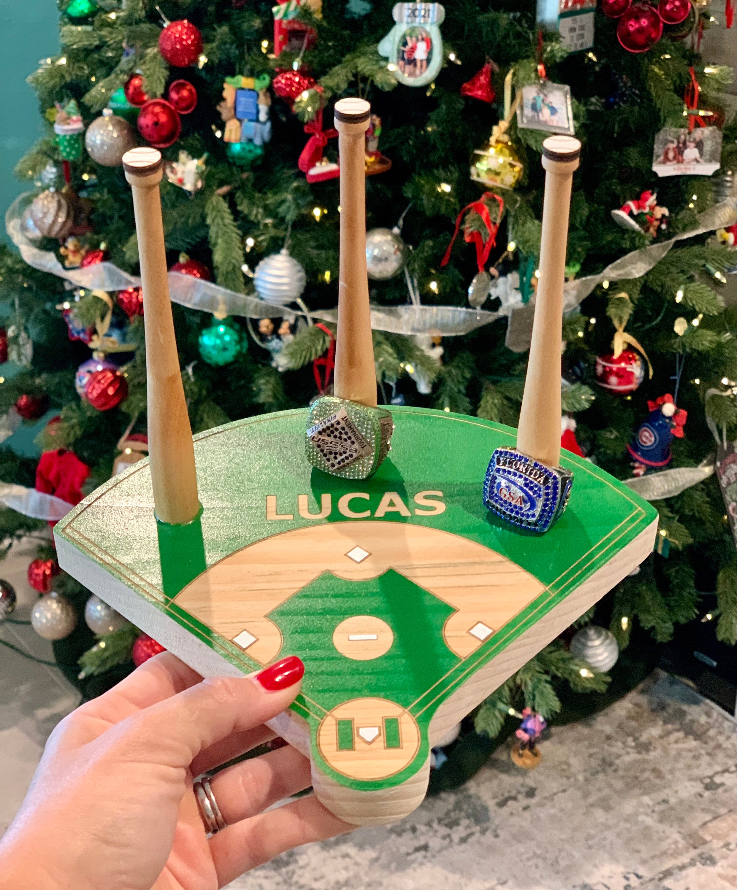 BASEBALL or SOFTBALL RING Holder + Tournament Ring Display + Championship Ring Rack + Customized Gift