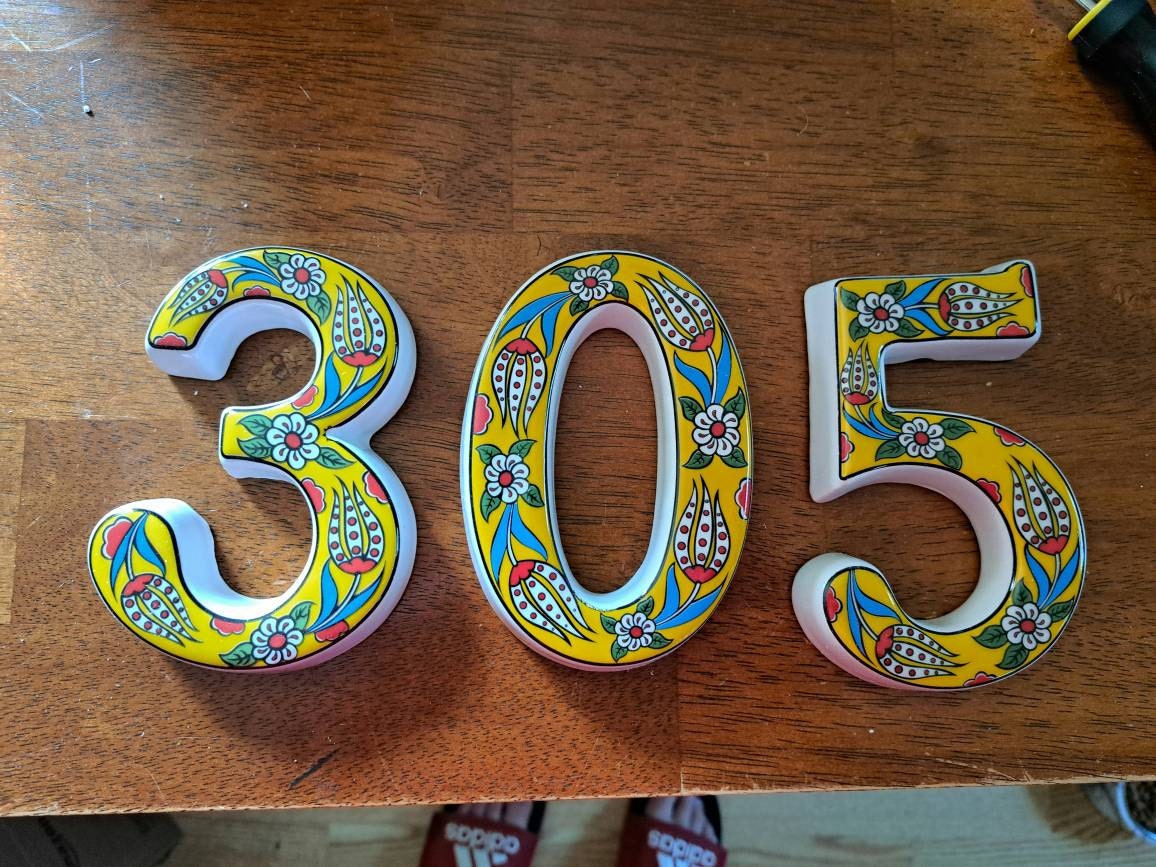 Exquisite Handmade Turkish Ceramic House Numbers, Ceramic Address Plaque and Numbers, Address Numbers, Door Numbers, Ceramic Numbers
