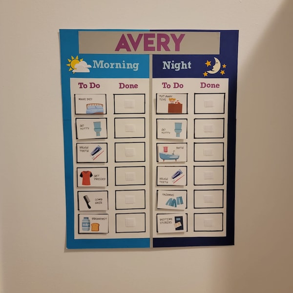 Kids Visual Schedule - Daily Routine Activity Cards and Chore Chart for ...