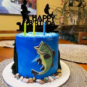 Fisherman Happy Birthday 225-A167 Cake Topper