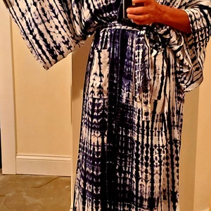Lk3/indigo Blue Long Kimono Robe Summerunisex Kimonotall - Etsy