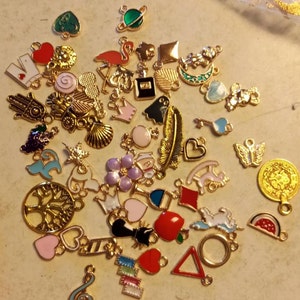 Gold Enamel Charms Random Mix, Multicolor Gold Charms, Kc Gold Charms ...