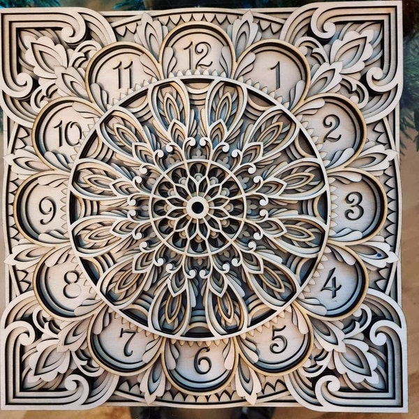 Multilayer Clock SVG Template - Laser Cut Clock - Layered Wall Decor ...