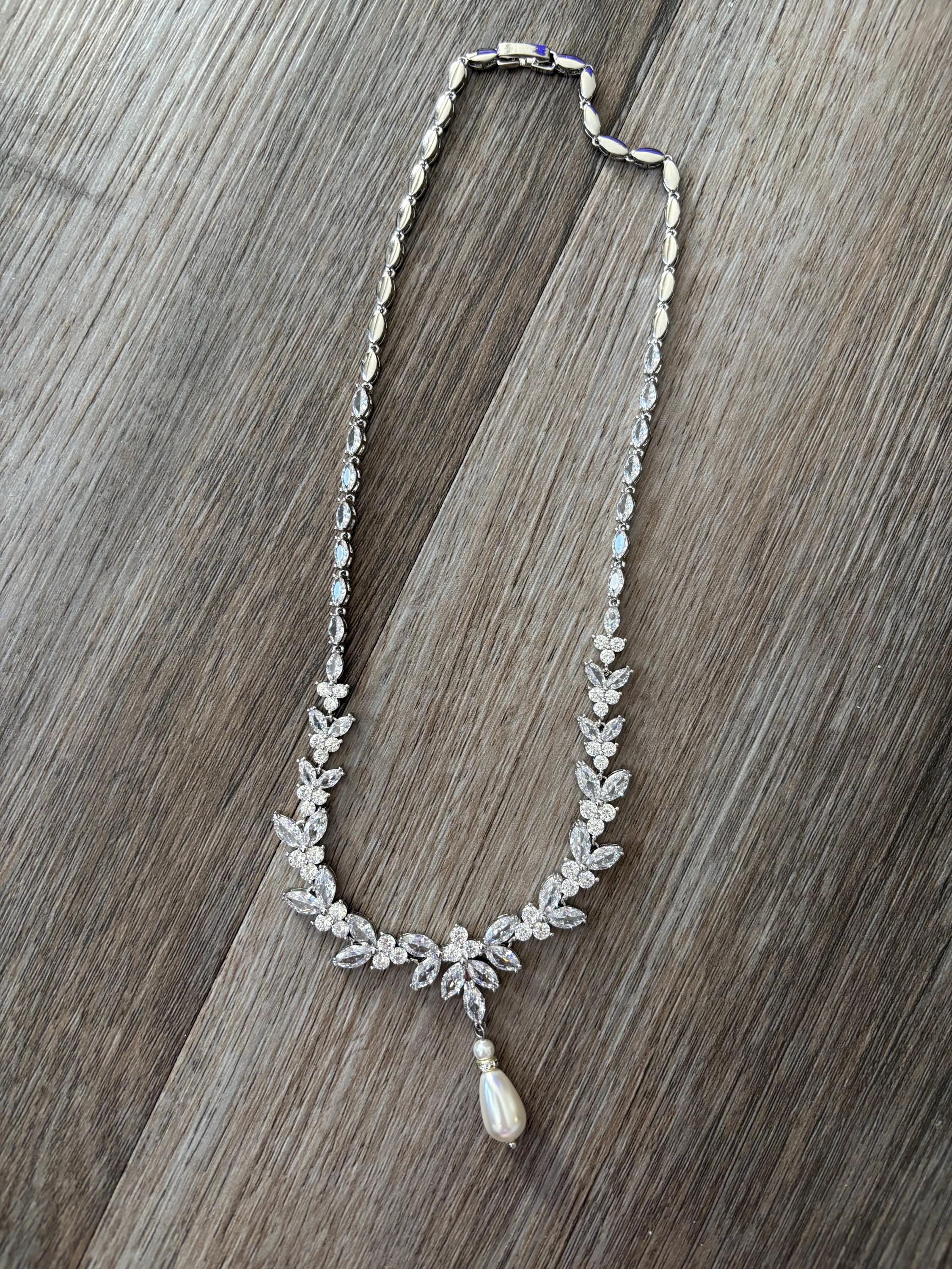 Perlen Braut Halskette Set Perlen Hochzeit Schmuck Roségold Perlen Halskette Perlen Braut Halskette Set Perlen Brautjungfern SchmuckSet