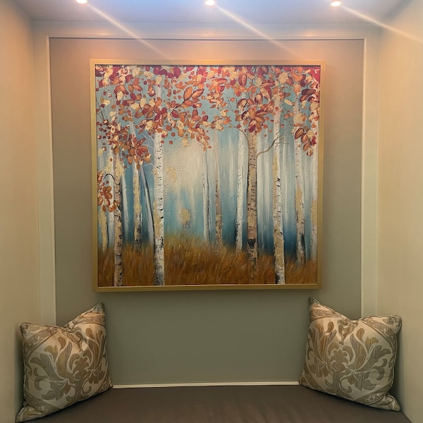 Abstract Birch Trees Canvas Wall Art, Original Aspen Trees Oil Painting ...