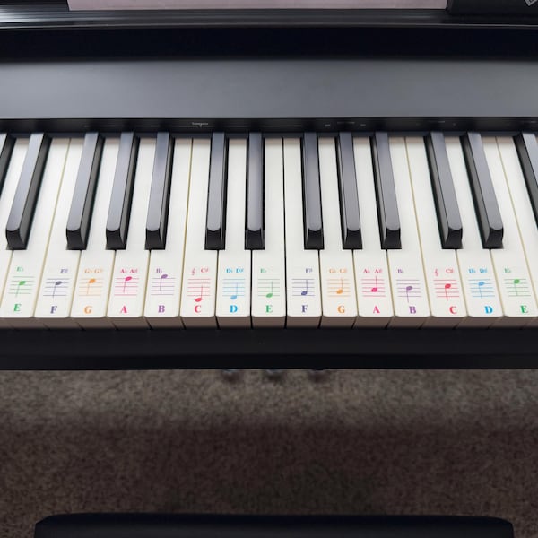 Color Music Keyboard Color Piano Stickers for 49/61/ 76/88 Key Keyboards – Transparent and ...