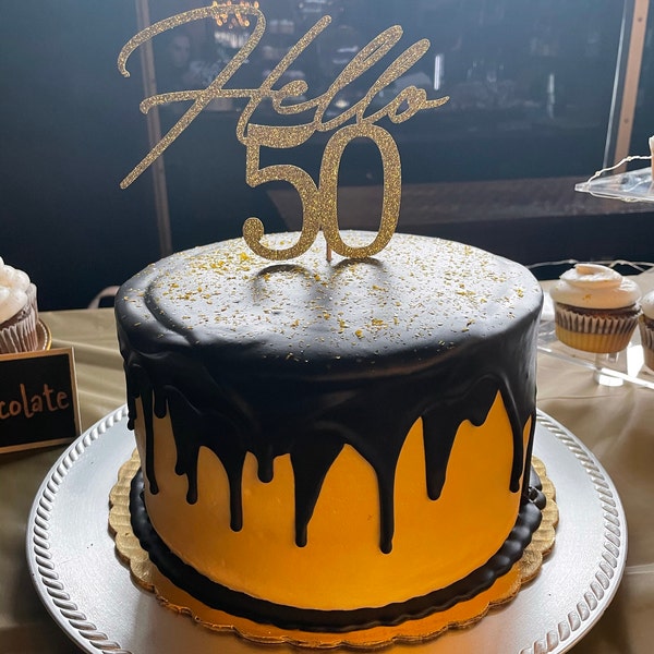 Hello 50 Cake Topper, 50th Birthday Cake Topper for Her, 50th Birthday ...