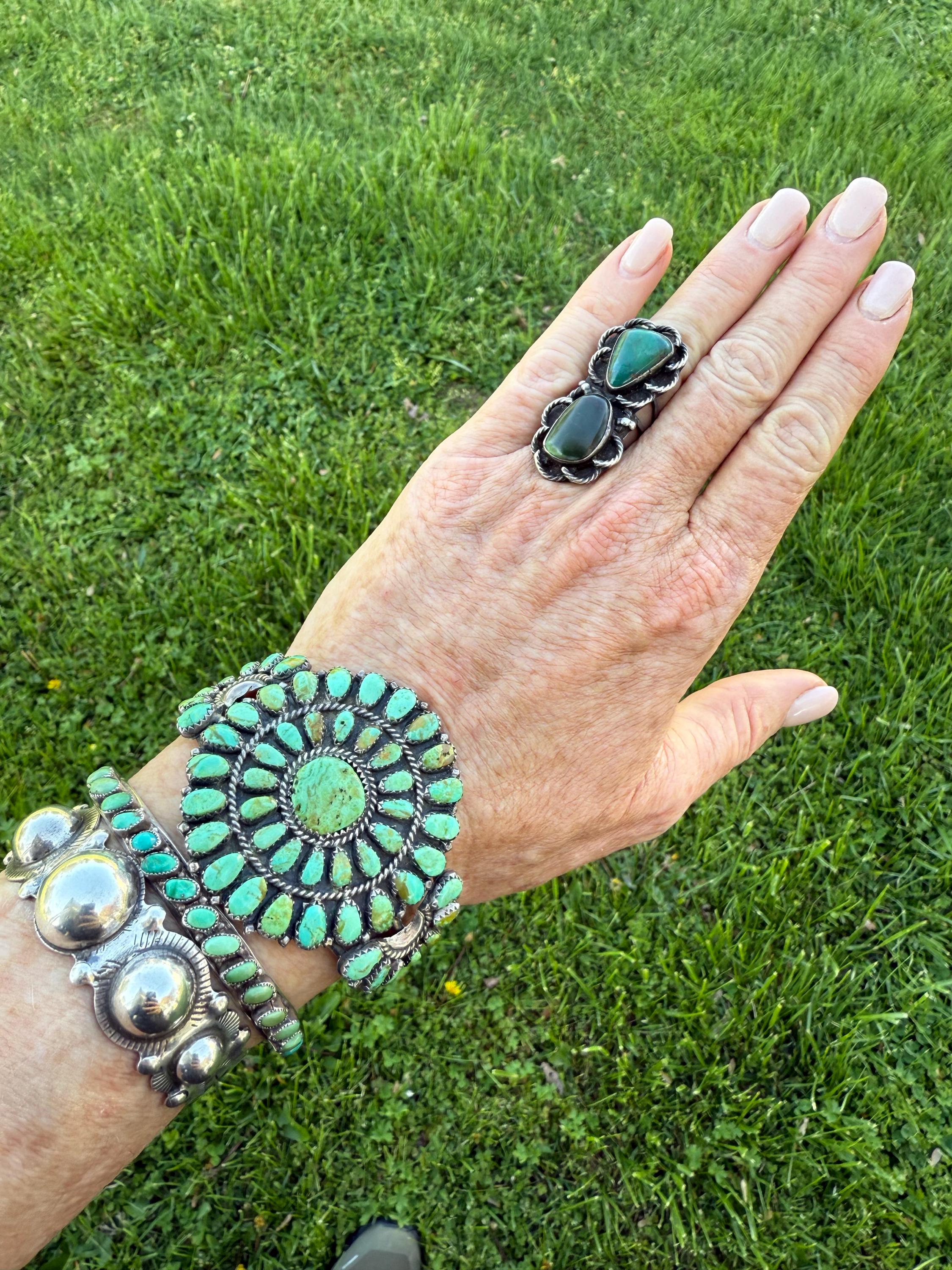 Vintage Navajo Juliana Williams Petit Point Green Turquoise
