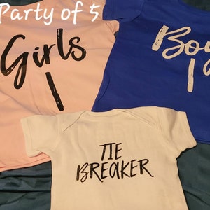  Tiebreaker pregnancy announcement shirt 3rd baby reveal  flamingo and grey shirts : Handmade Products