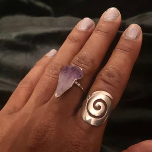 Customer photo from Arica, Vertical Silver Raw Amethyst Ring, Sterling SIlver Ring,