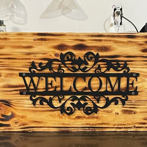 Black Metal Welcome Sign: Front Porch Decor (35x20cm/14x8in) - Etsy