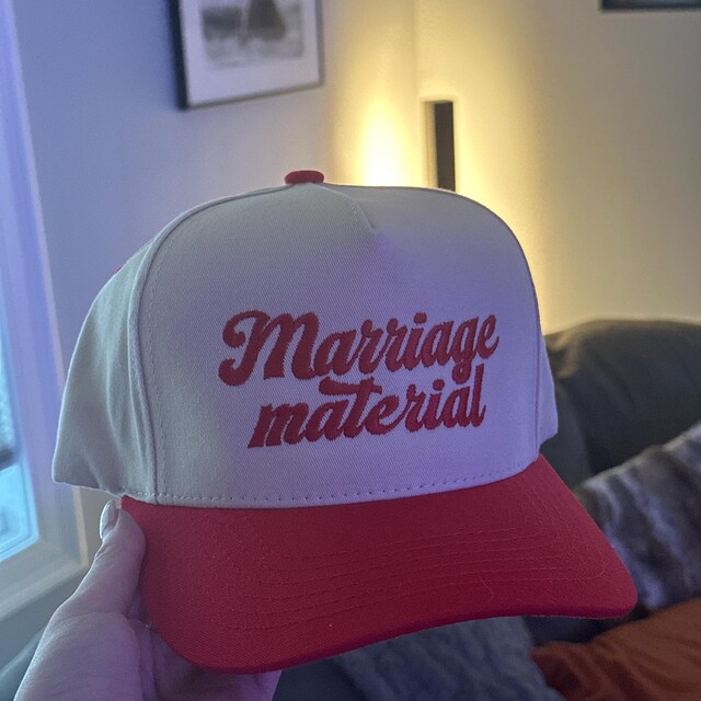 Marriage Material Two-Tone Trucker Hat - Cream & Maroon Marriage Material Trucker Hat, Two-tone Snapback - Etsy main image 4