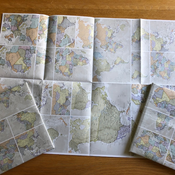 World Map Wrapping Paper Classic Map Paper Travel Gift Wrapping