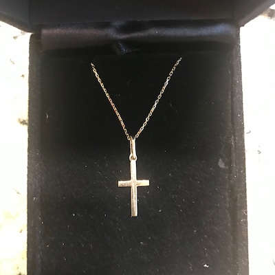 14K 18k Solid Gold Cross Necklace, Elegant Gold Cross Pendant is a ...