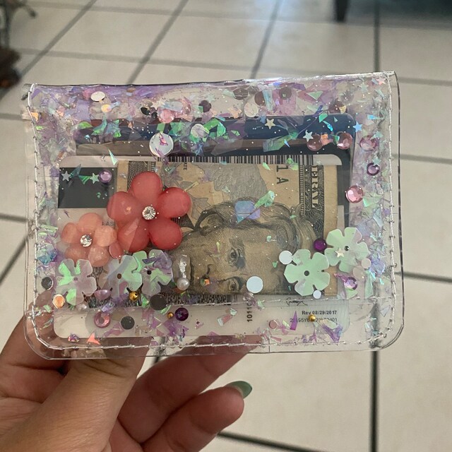 Women's Rhinestone Credit Card Holder - RFID Bling Sparkle Small Wallet, Colorful