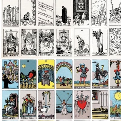 Printable Tarot Cards Deck Watercolor Freehand Style 78 Cards 2 Backs ...