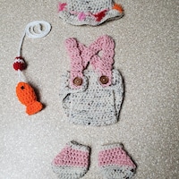 Petit Bebe Knits Baby Boys Blue Check Crochet Mallard Duck Diaper Set