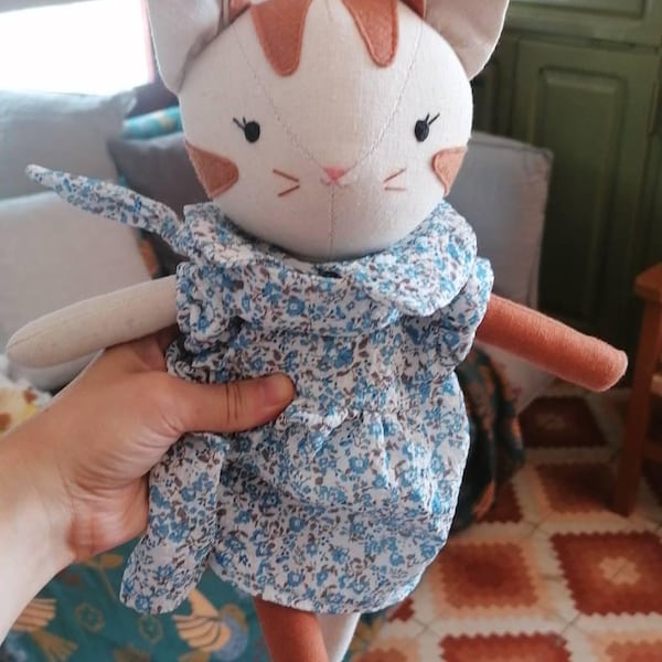 BEST PRICE- Handmade Rag Doll With Yellow Calico Check Dress/ Handmade ...